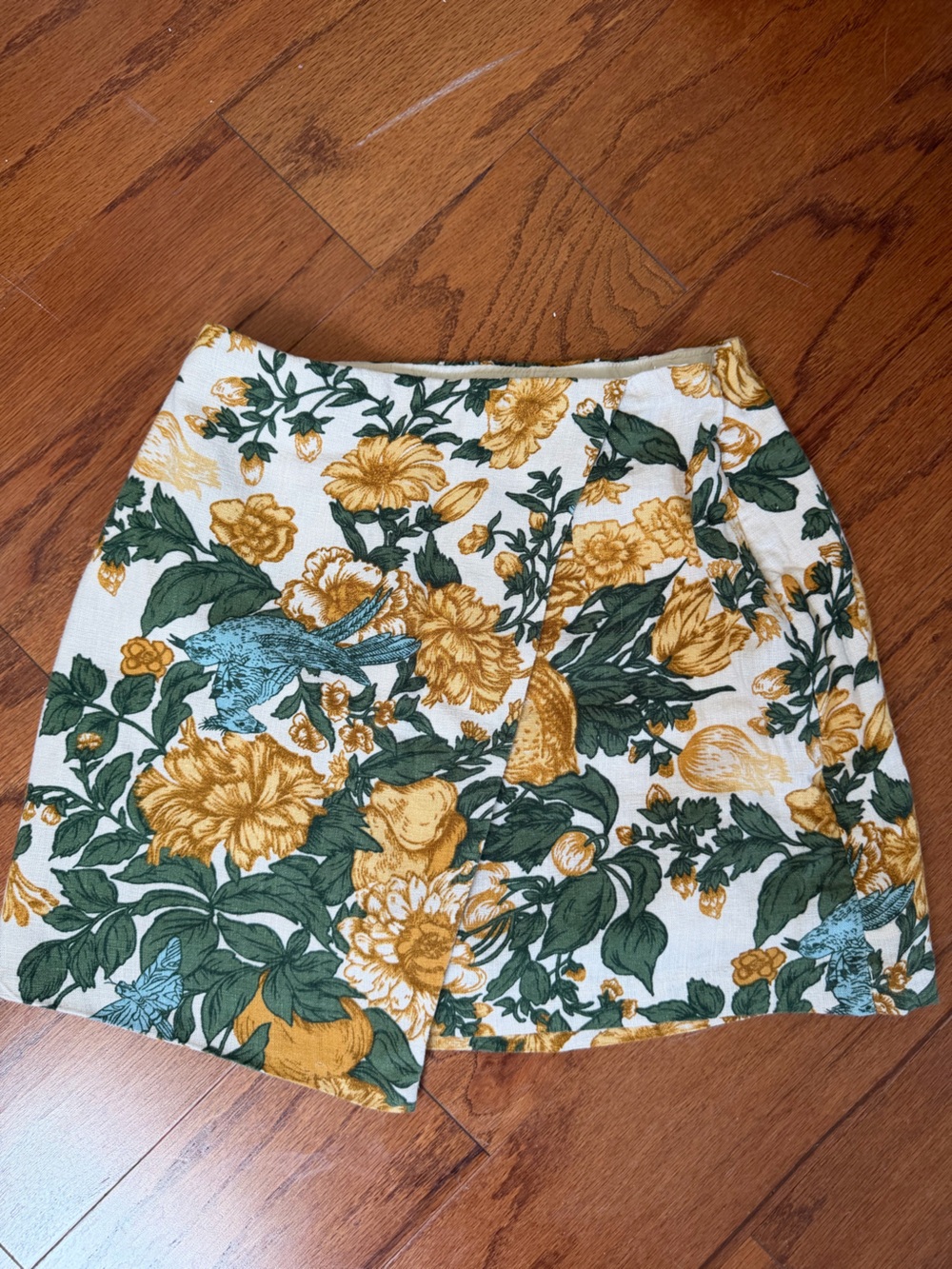 High waisted linen mini skort